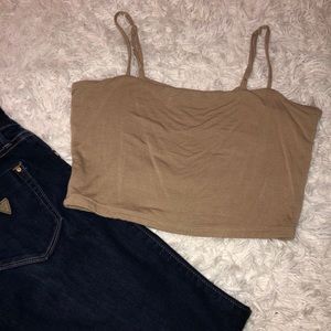 Revamped tan cropped tank top